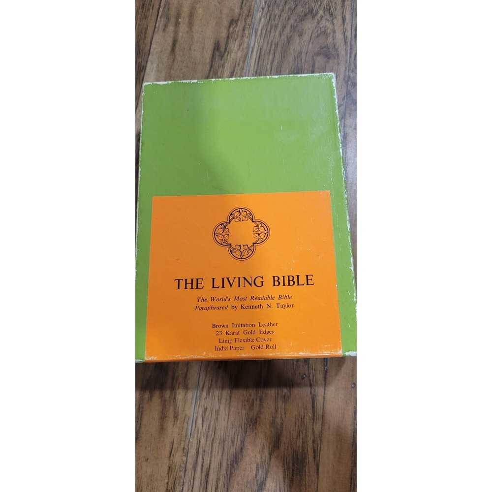 The Living Bible Softcover Brown Imitation Leather Paraphrased by K Taylor 1973